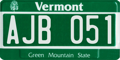 VT license plate AJB051
