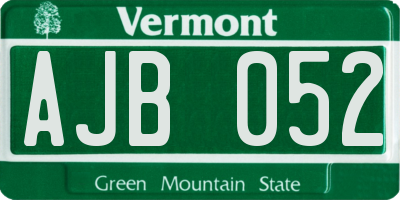 VT license plate AJB052
