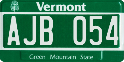 VT license plate AJB054
