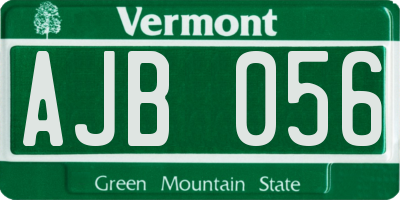 VT license plate AJB056