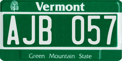 VT license plate AJB057