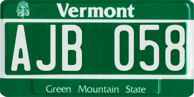 VT license plate AJB058