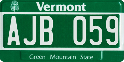 VT license plate AJB059