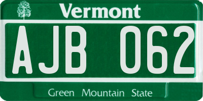 VT license plate AJB062