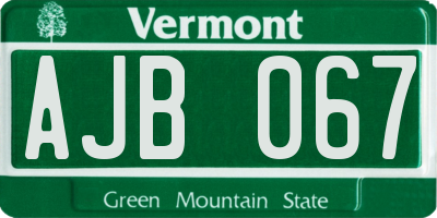 VT license plate AJB067