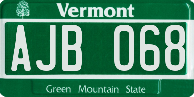 VT license plate AJB068
