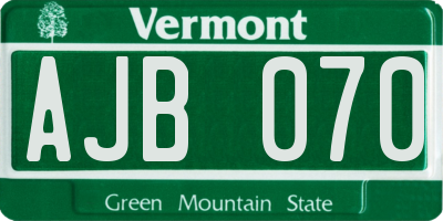 VT license plate AJB070
