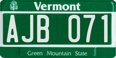 VT license plate AJB071