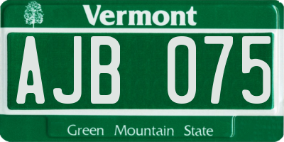 VT license plate AJB075