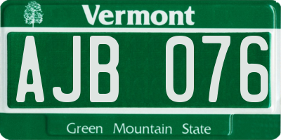 VT license plate AJB076