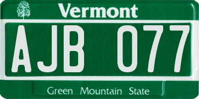 VT license plate AJB077