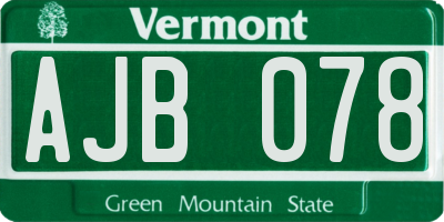 VT license plate AJB078