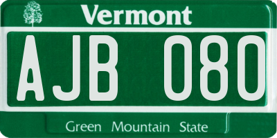 VT license plate AJB080