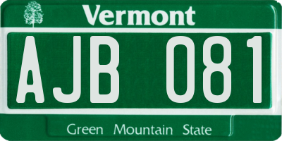VT license plate AJB081