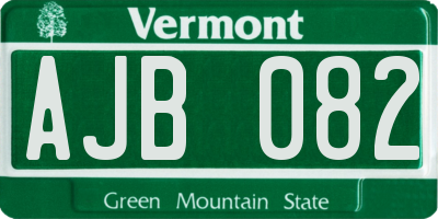 VT license plate AJB082