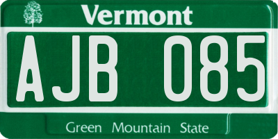 VT license plate AJB085
