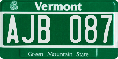 VT license plate AJB087