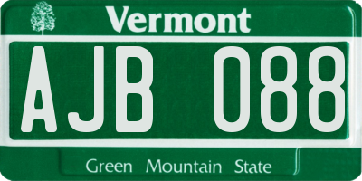 VT license plate AJB088
