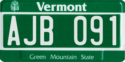 VT license plate AJB091