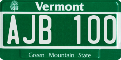 VT license plate AJB100