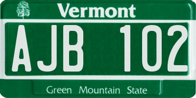 VT license plate AJB102
