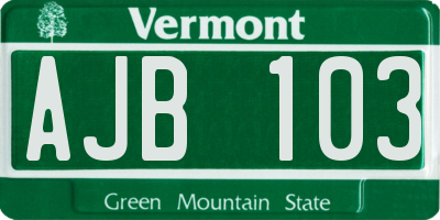 VT license plate AJB103