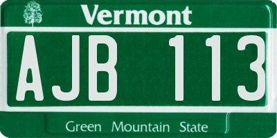 VT license plate AJB113