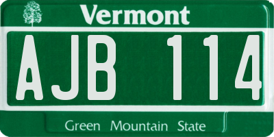 VT license plate AJB114