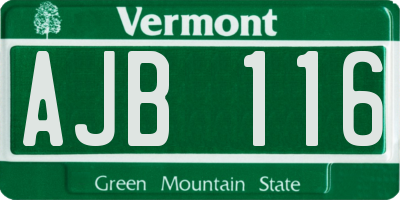 VT license plate AJB116