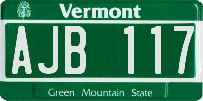 VT license plate AJB117