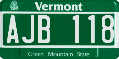 VT license plate AJB118