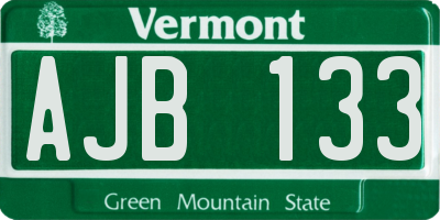 VT license plate AJB133