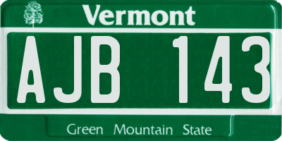 VT license plate AJB143