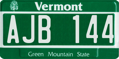 VT license plate AJB144