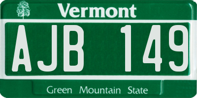 VT license plate AJB149