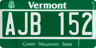 VT license plate AJB152