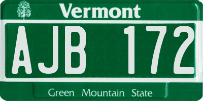 VT license plate AJB172