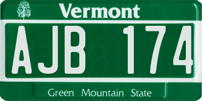 VT license plate AJB174
