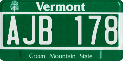 VT license plate AJB178