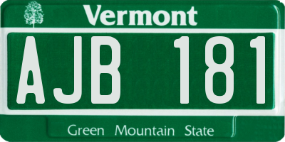VT license plate AJB181
