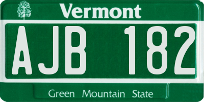 VT license plate AJB182