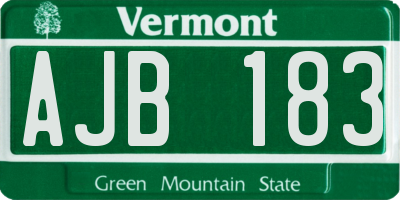 VT license plate AJB183