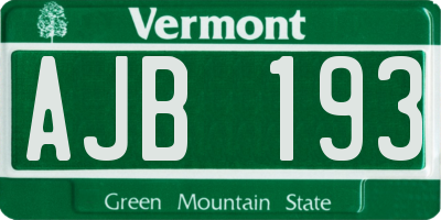 VT license plate AJB193