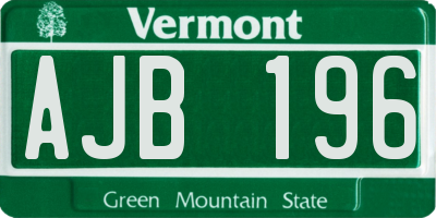 VT license plate AJB196