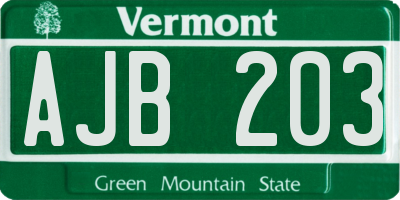 VT license plate AJB203