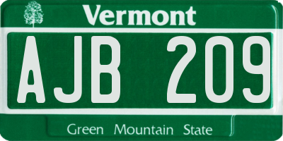 VT license plate AJB209