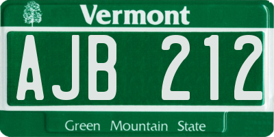 VT license plate AJB212