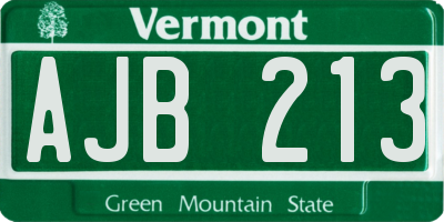 VT license plate AJB213