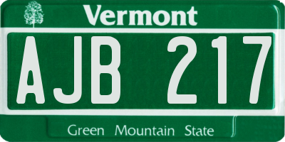 VT license plate AJB217