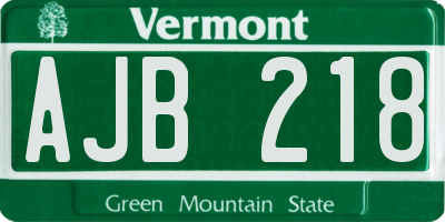 VT license plate AJB218